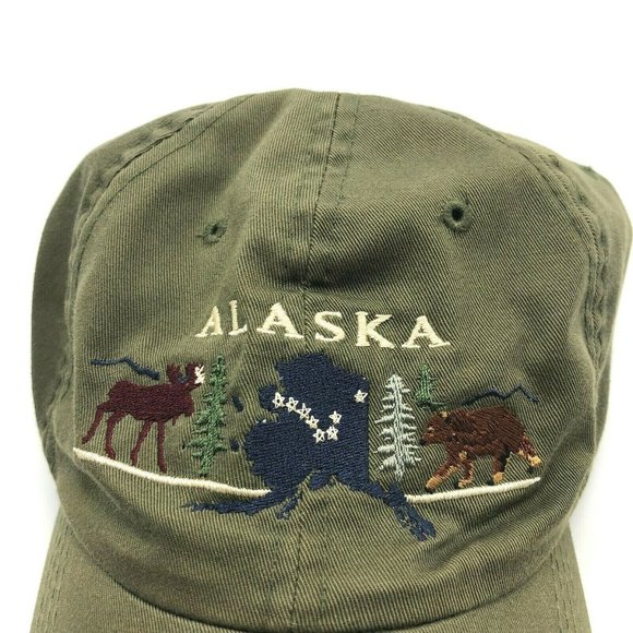 Alaska Elk Coyote Hunting Hat Cap Fitted Medium Olive Green Front Embroidery - Picture 2 of 9